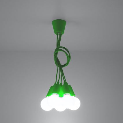 Chandelier on a string DIEGO 5xE27/60W/230V green