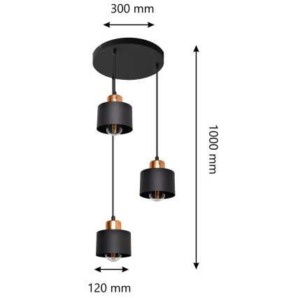 Pakabinamas sietynas EDISON 3xE27/15W/230V