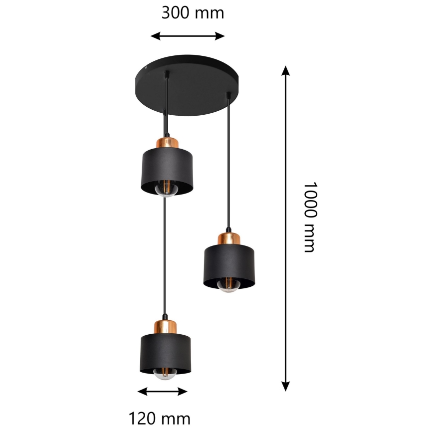Pakabinamas sietynas EDISON 3xE27/15W/230V