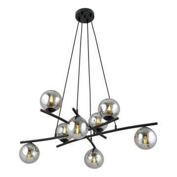 Pakabinamas sietynas ESSA 8xE14/10W/230V juoda/dūminis