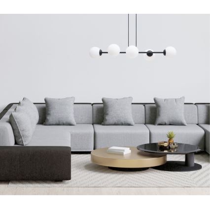 Pakabinamas sietynas FIRA 5xE27/60W/230V juoda