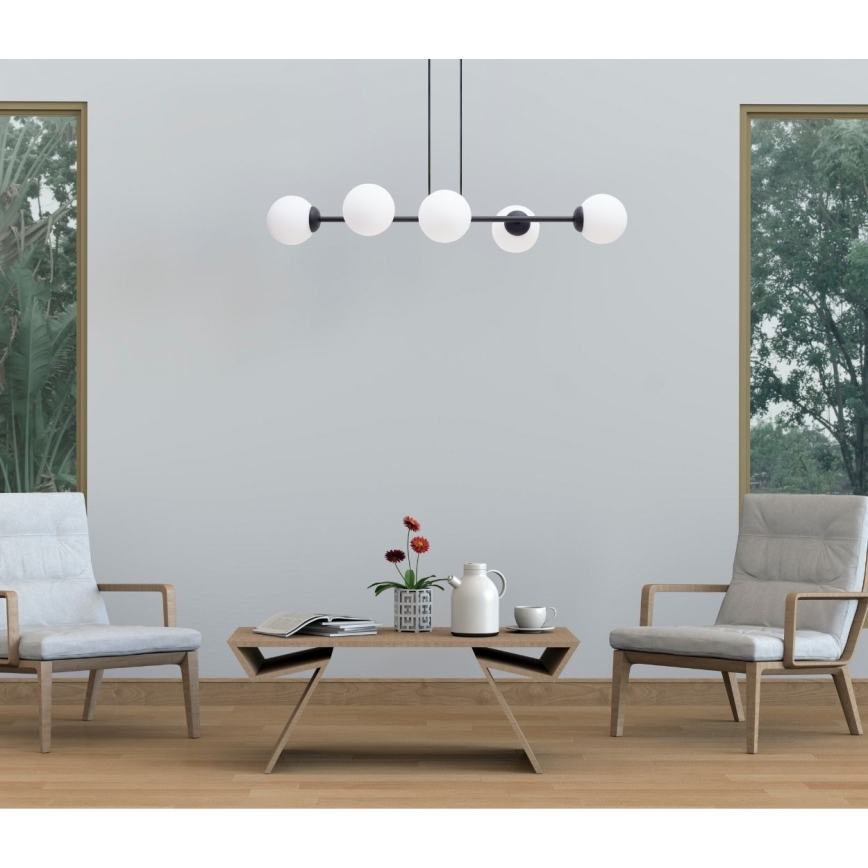 Pakabinamas sietynas FIRA 5xE27/60W/230V juoda