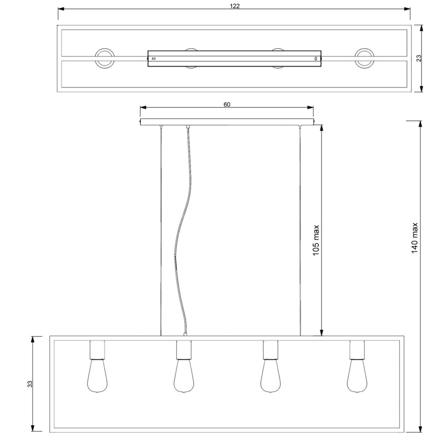 Pakabinamas sietynas FRAME 4xE27/60W/230V juodas