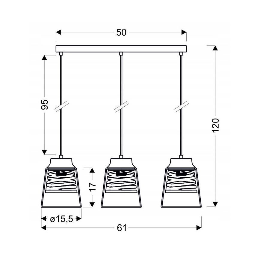 Pakabinamas sietynas FRESNO 3xE27/60W/230V
