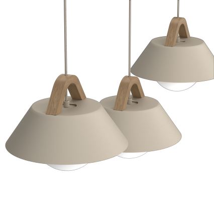 Pakabinamas sietynas FUNDA 3xE27/15W/230V smėlio spalvos