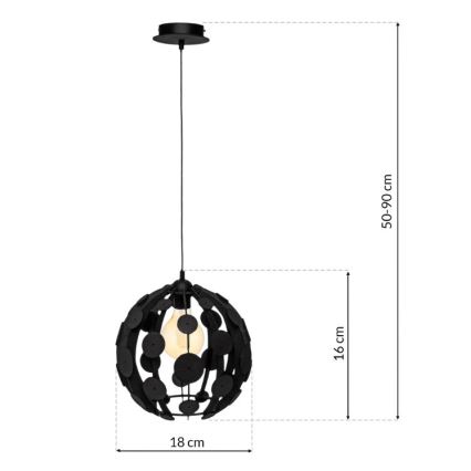 Pakabinamas sietynas GAIA 1xE27/60W/230V juodas/ruduo diametras. 18 cm