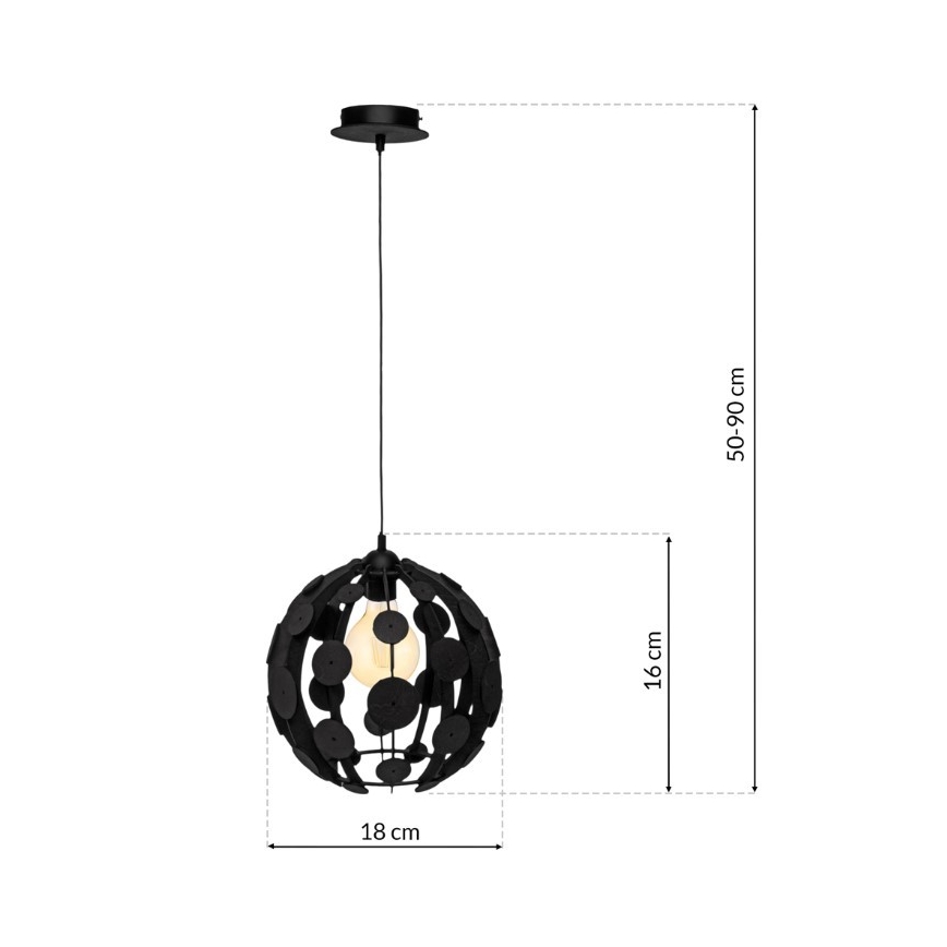 Pakabinamas sietynas GAIA 1xE27/60W/230V juodas/ruduo diametras. 18 cm