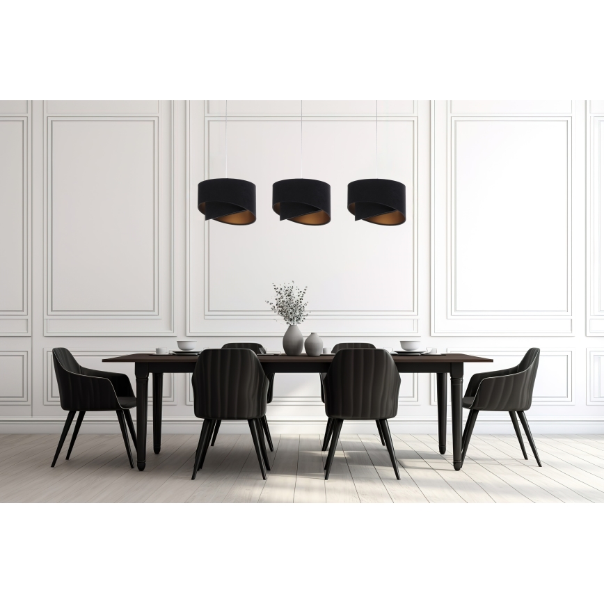 Pakabinamas sietynas GALAXY 3xE27/60W/230V juodas/aukso