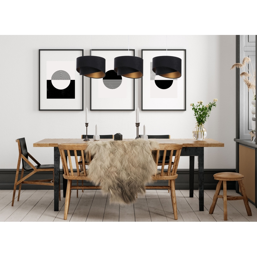 Pakabinamas sietynas GALAXY 3xE27/60W/230V juodas/aukso