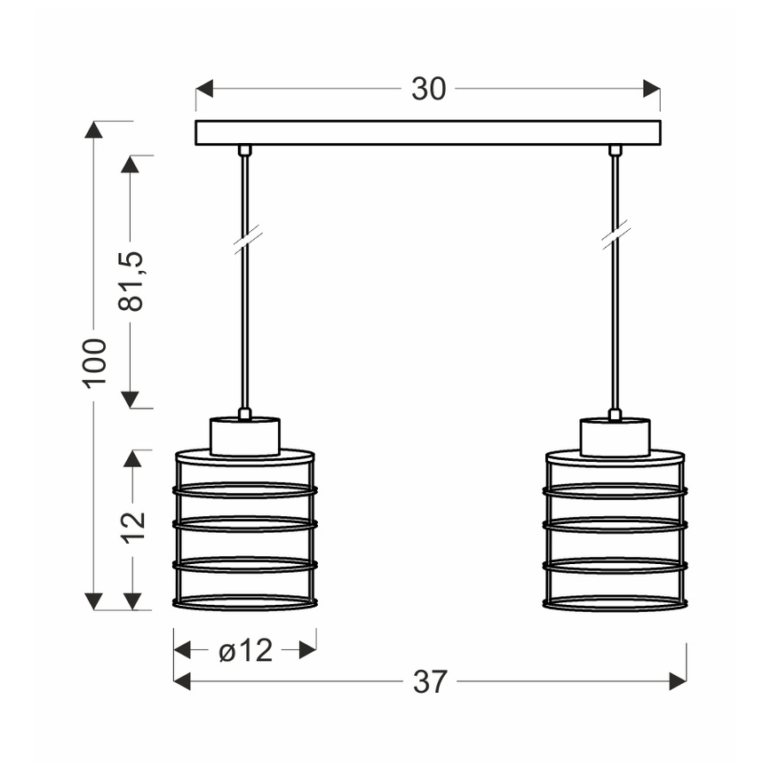 Pakabinamas sietynas GLOB 2xE27/40W/230V juodas