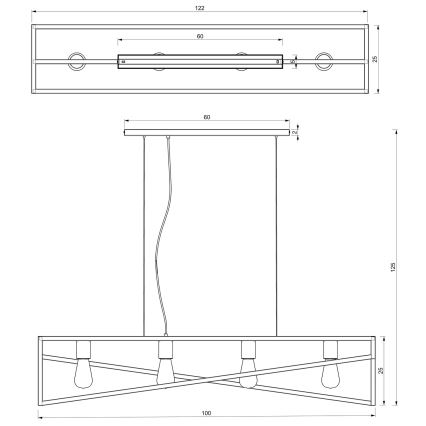 Pakabinamas sietynas GOTE 4xE27/60W/230V