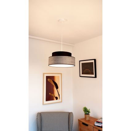 Pakabinamas sietynas GRACE 1xE27/60W/230V diametras 40 cm juoda/pilka