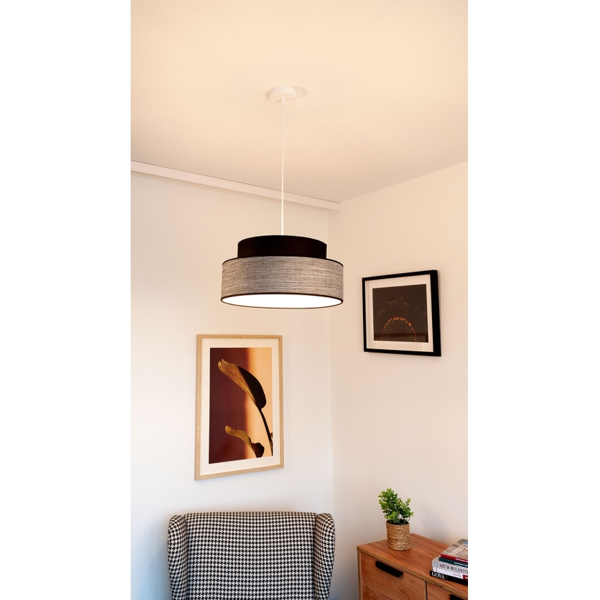 Pakabinamas sietynas GRACE 1xE27/60W/230V diametras 40 cm juoda/pilka