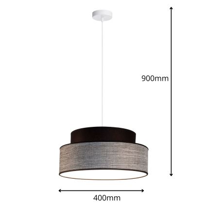 Pakabinamas sietynas GRACE 1xE27/60W/230V diametras 40 cm juoda/pilka
