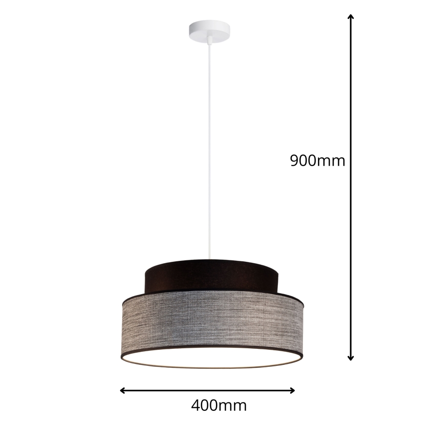 Pakabinamas sietynas GRACE 1xE27/60W/230V diametras 40 cm juoda/pilka