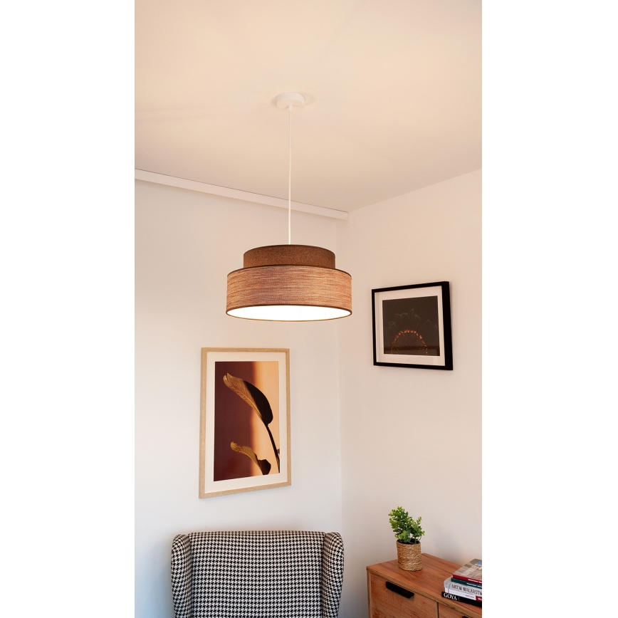 Pakabinamas sietynas GRACE 1xE27/60W/230V diametras 40 cm ruda/smėlio spalva