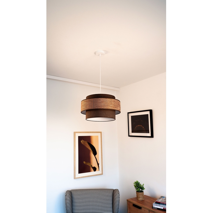 Pakabinamas sietynas GRACE 1xE27/60W/230V diametras 40 cm ruda/smėlio spalva