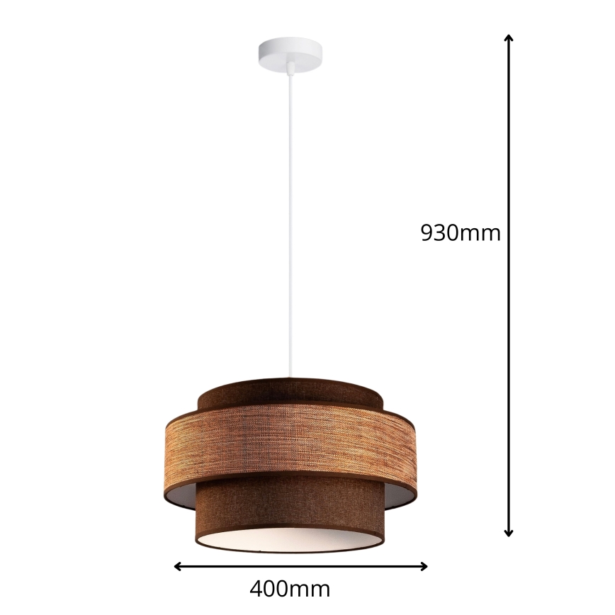 Pakabinamas sietynas GRACE 1xE27/60W/230V diametras 40 cm ruda/smėlio spalva