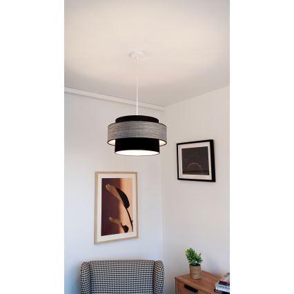 Pakabinamas sietynas GRACE 1xE27/60W/230V juoda/pilka