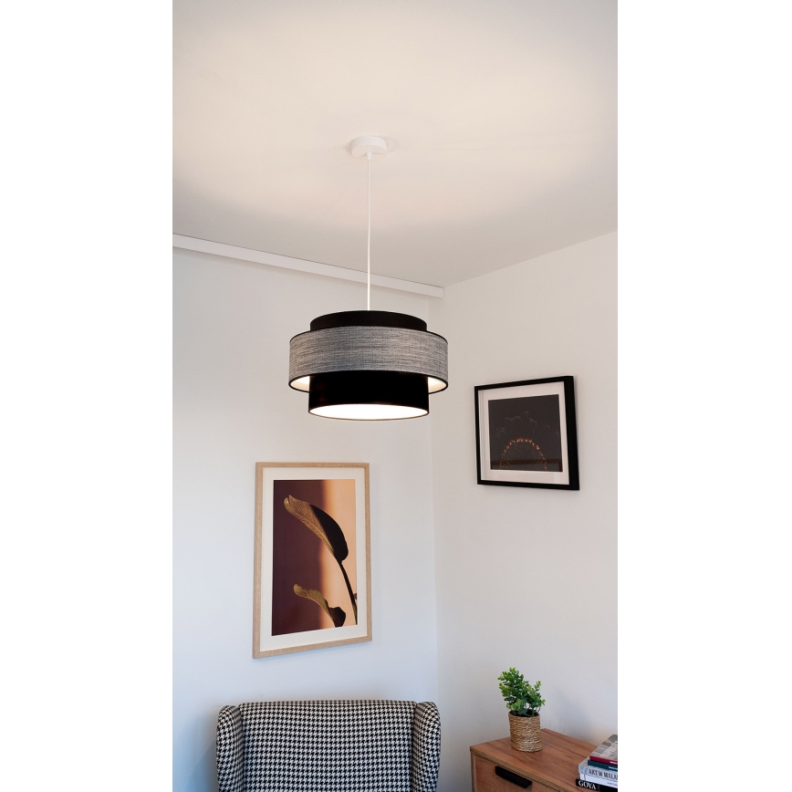 Pakabinamas sietynas GRACE 1xE27/60W/230V juoda/pilka