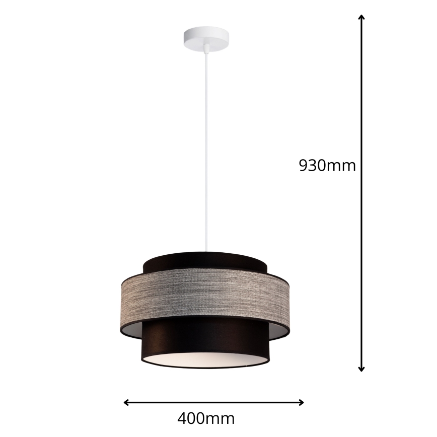 Pakabinamas sietynas GRACE 1xE27/60W/230V juoda/pilka