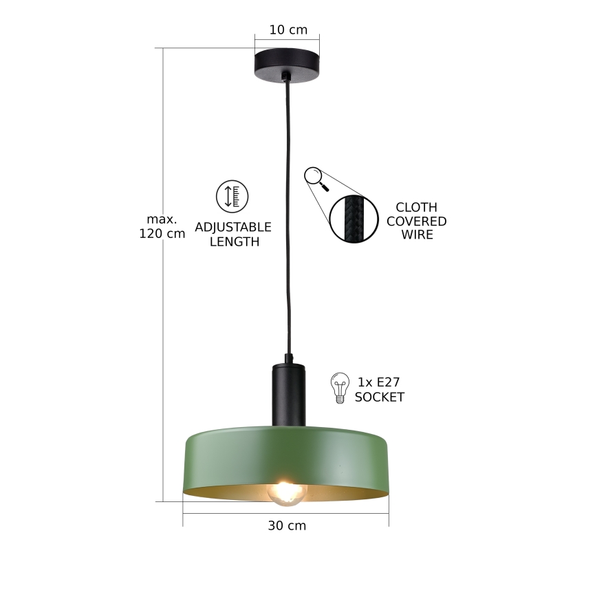 Pakabinamas sietynas HAKI 1xE27/60W/230V žalia/juoda
