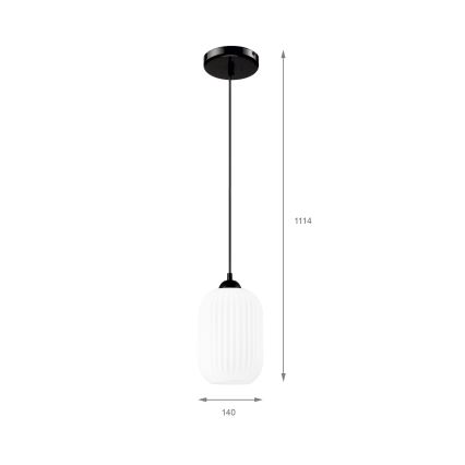 Pakabinamas sietynas HARMA 1xE27/15W/230V diametras 14 cm balta/juoda