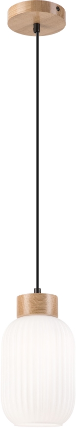 Pakabinamas sietynas HARMONY 1xE27/15W/230V diametras 14 cm balta/ąžuolas