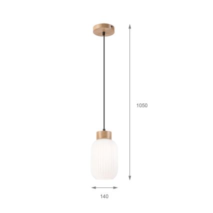 Pakabinamas sietynas HARMONY 1xE27/15W/230V diametras 14 cm balta/ąžuolas