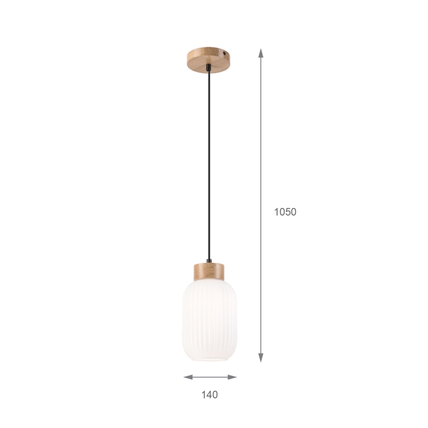 Pakabinamas sietynas HARMONY 1xE27/15W/230V diametras 14 cm balta/ąžuolas