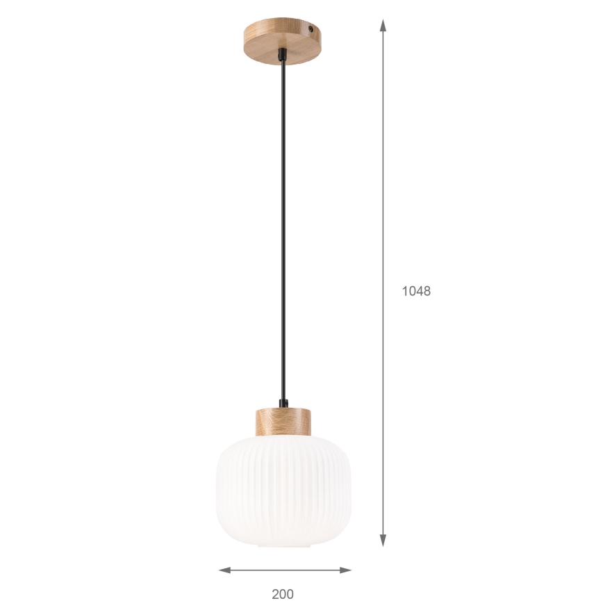 Pakabinamas sietynas HARMONY 1xE27/15W/230V diametras 20 cm balta/ąžuolas