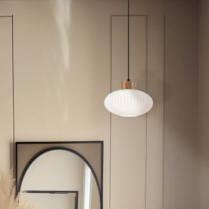 Pakabinamas sietynas HARMONY 1xE27/15W/230V diametras 25 cm balta/ąžuolas