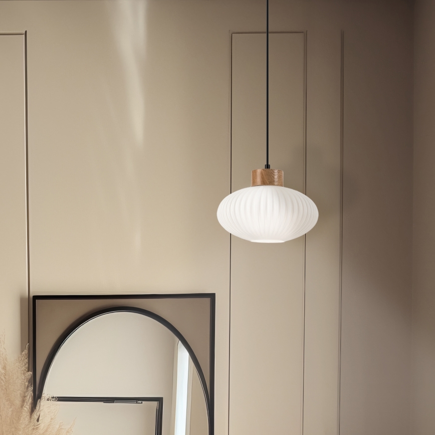 Pakabinamas sietynas HARMONY 1xE27/15W/230V diametras 25 cm balta/ąžuolas