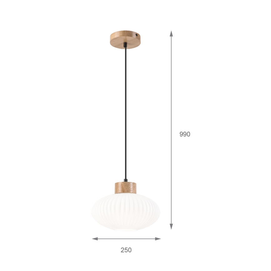 Pakabinamas sietynas HARMONY 1xE27/15W/230V diametras 25 cm balta/ąžuolas
