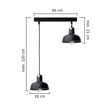 Pakabinamas sietynas HEBE 2xE27/60W/230V juoda