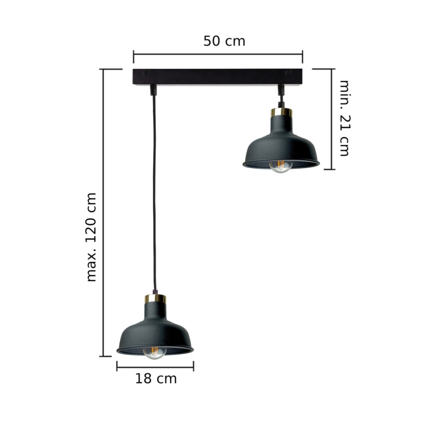 Pakabinamas sietynas HEBE 2xE27/60W/230V juoda