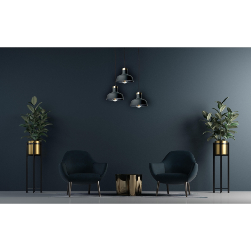 Pakabinamas sietynas HEBE 3xE27/60W/230V juoda