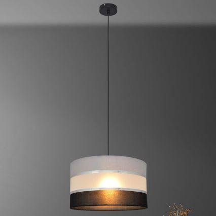 Pakabinamas sietynas HELEN 1xE27/15W/230V d. 35 cm juoda/pilka/sidabrinė