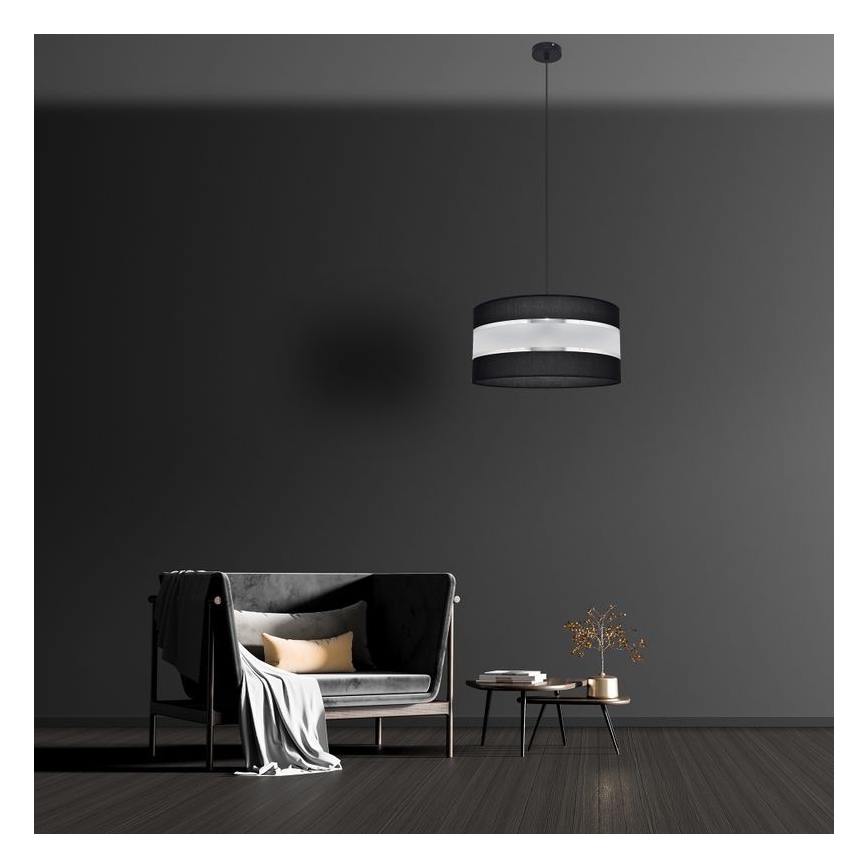 Pakabinamas sietynas HELEN 1xE27/15W/230V d. 40 cm juodas/sidabras