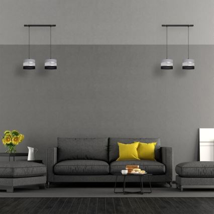 Pakabinamas sietynas HELEN 2xE27/15W/230V juoda/pilka/sidabrinė