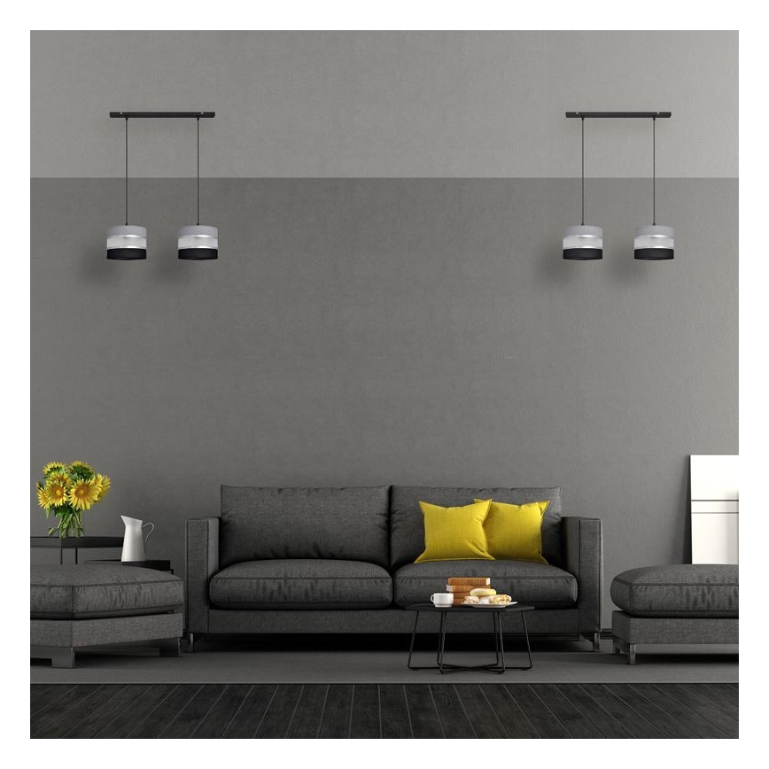 Pakabinamas sietynas HELEN 2xE27/15W/230V juoda/pilka/sidabrinė