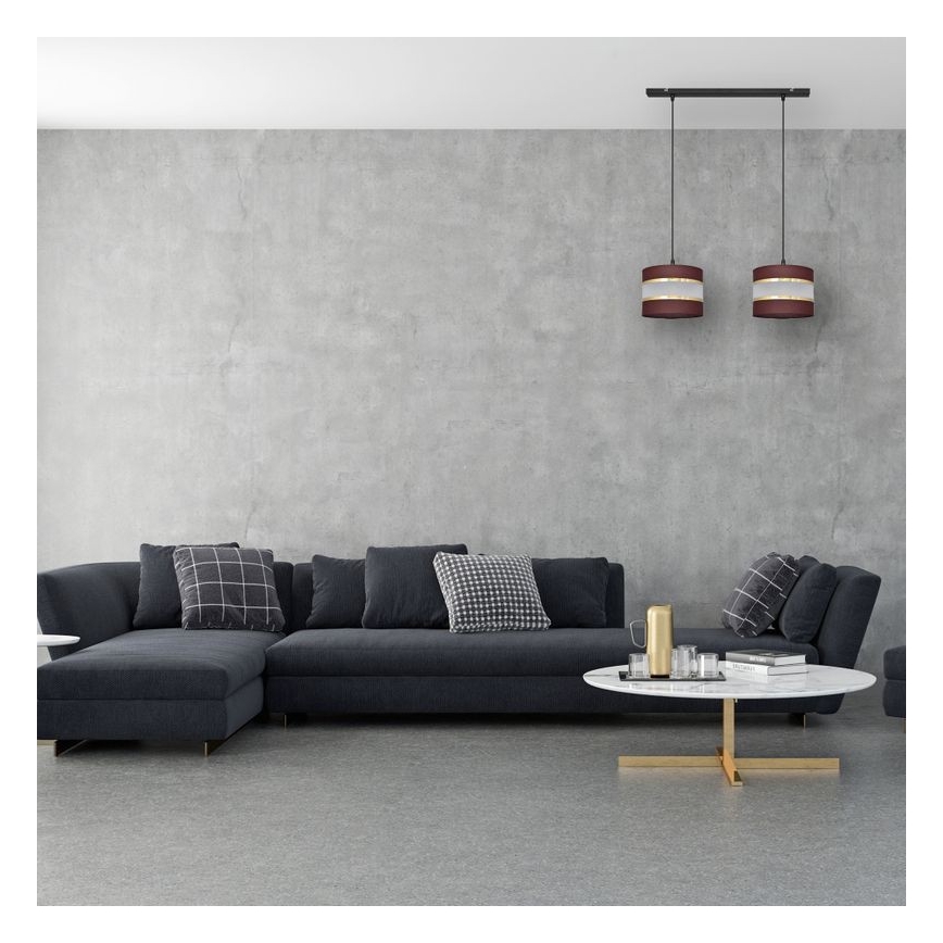 Pakabinamas sietynas HELEN 2xE27/15W/230V  ruda/juoda/auksinė