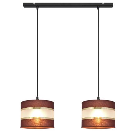 Pakabinamas sietynas HELEN 2xE27/15W/230V  ruda/juoda/auksinė