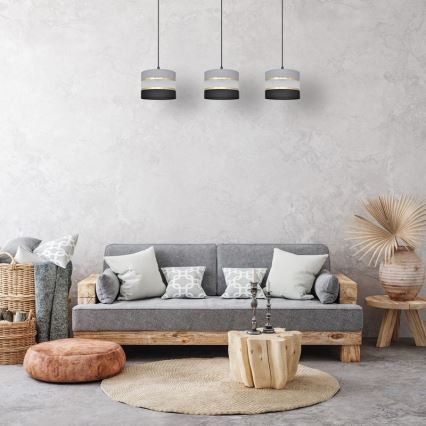Pakabinamas sietynas HELEN 3xE27/15W/230V juoda/pilka/auksinė