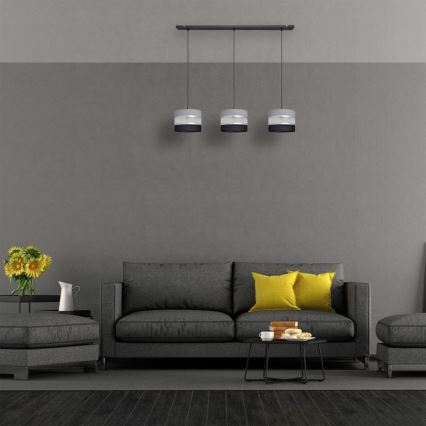 Pakabinamas sietynas HELEN 3xE27/15W/230V juoda/pilka/sidabrinė