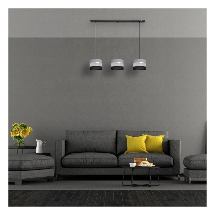 Pakabinamas sietynas HELEN 3xE27/15W/230V juoda/pilka/sidabrinė