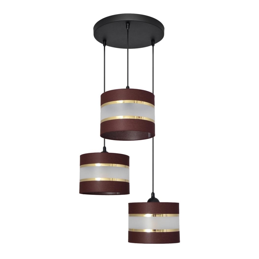 Pakabinamas sietynas HELEN 3xE27/15W/230V ruda/juoda/auksinė