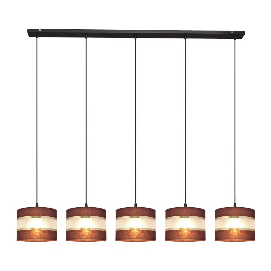 Pakabinamas sietynas HELEN 5xE27/15W/230V ruda/juoda/auksinė