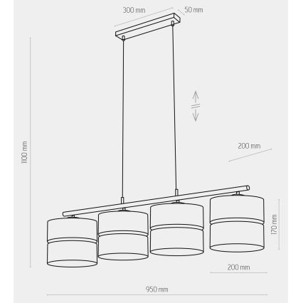 Pakabinamas sietynas HILTON 4xE27/15W/230V baltas/chromo
