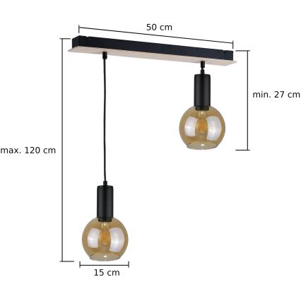 Pakabinamas sietynas JANTAR WOOD 2xE27/60W/230V